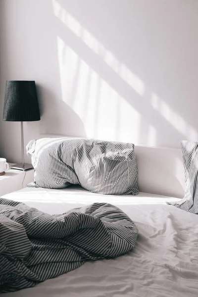 White Bedroom Design Minimalism Concept — Stock Photo, Image