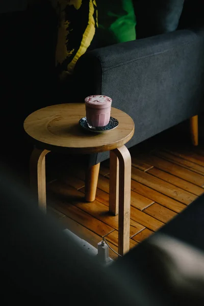 Rose beetroot latte art with vegan coconut milk — Stock Photo, Image