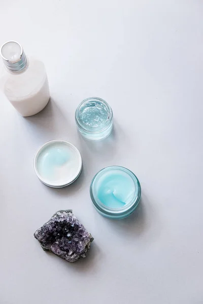 Skincare produk kecantikan dari atas — Stok Foto