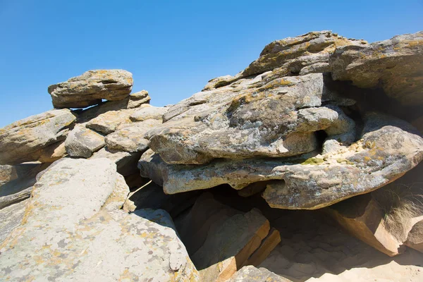 Mnoho Obrovských Kamenů Stepi Starověké Svatyně Archeologické Rezervaci Stone Tomb — Stock fotografie