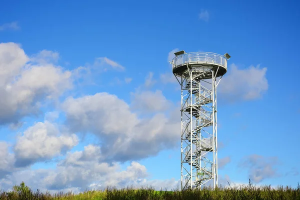 Escalera Caracol Torre Vigía Construcción Con Escalones Metálicos Torre Observación — Foto de Stock