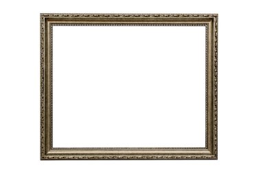 Ahşap çerçeve ile patina, klasik tasarımında yapılan resimler için. İzole. Resim çerçevesi. Beyaz arka plan.