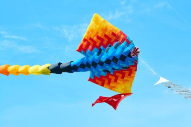 Trykhaty, Mykolaiv bölgesi, Ukrayna - 18 Mayıs 2019: Kitefest, Tryhutty Uluslararası Uçurtma Festivali 2019 Trykhaty, Ukrayna. Yıllık kitefest.