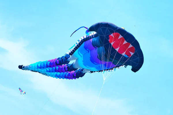 Trykhaty, región de Mykolaiv, Ucrania - 18 de mayo de 2019: Kitefest, Tryhutty International Kite Festival 2019 in the village Trykhaty, Ukraine. Kitefest anual . — Foto de Stock