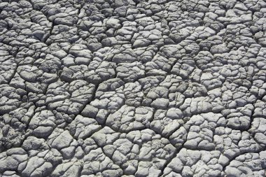 Derin çatlakları olan kuru toprak. Çamur yüzeyi çatlamış. Yerdeki çatlakların dokusu.