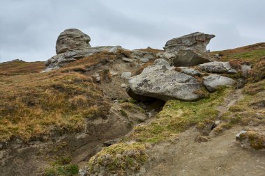 Romanya 'nın Busteni kenti yakınlarındaki Bucegi Doğal Parkı' ndaki dağ manzarası.