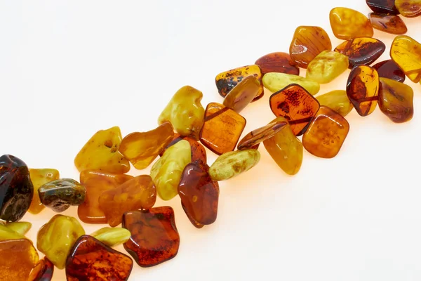 Necklace Made Natural Multi Colored Amber Solid Translucent Fossilized Resin — Stock Photo, Image