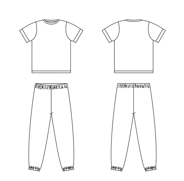 Dibujo técnico de moda infantil. Pijamas para niños — Vector de stock