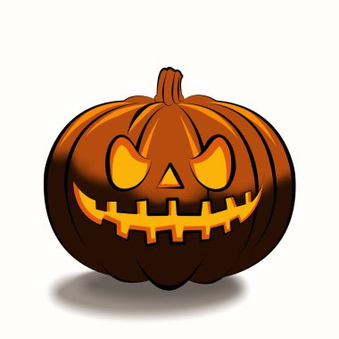 Cadılar Bayramı, beyaz arka planda çizgi film tarzında korkunç bir balkabağı ile izole edilmiştir. Projeleriniz için Cadılar Bayramı Resimleri