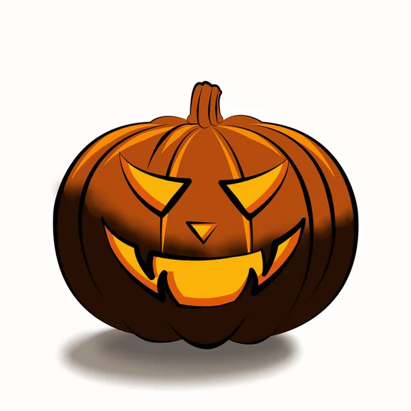 Halloween Isolated Terrible Pumpkin Cartoon Style White Background Illustration Halloween — Stock Photo, Image