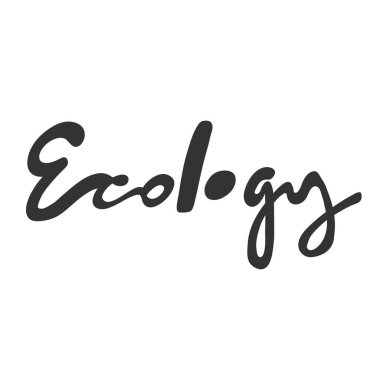 Ekoloji. Sosyal medya içeriği için yeşil ekolojik etiket. Vektör el çizimi illüstrasyon tasarımı. 