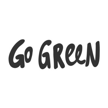 Bastır Green, sosyal medya içeriği için ekolojik biyolojik etiket. Vektör el çizimi illüstrasyon tasarımı. 