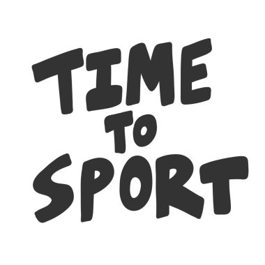 Spor zamanı. Sosyal medya içeriği etiketi. Vektör el çizimi illüstrasyon tasarımı. 