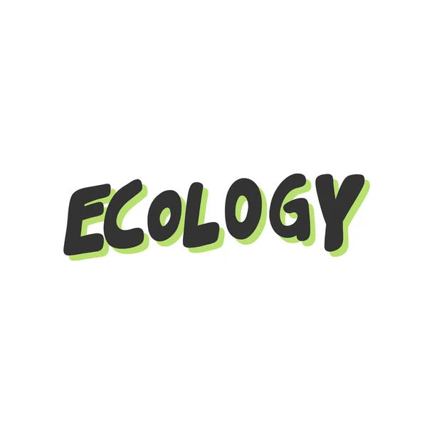 Green eco bio sticker for social media content. Vector hand drawn illustration design. — Stock Vector