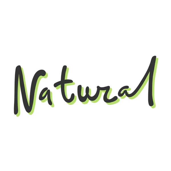 Natural. Green eco bio sticker for social media content. Vector hand drawn illustration design. — Stock Vector