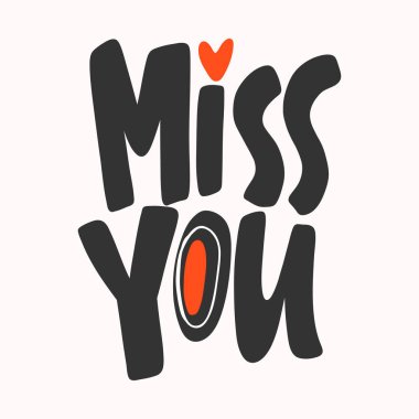 Özledim seni. Sosyal medya içeriği için sevgililer günü çıkartması. Vektör el çizimi illüstrasyon tasarımı. 