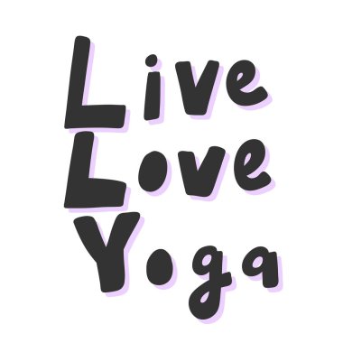 Canlı aşk yogası. Sosyal medya içeriği etiketi. Vektör el çizimi illüstrasyon tasarımı. 