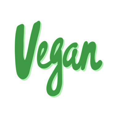 Vejetaryen. Sosyal medya içeriği için yeşil ekolojik etiket. Vektör el çizimi illüstrasyon tasarımı. 