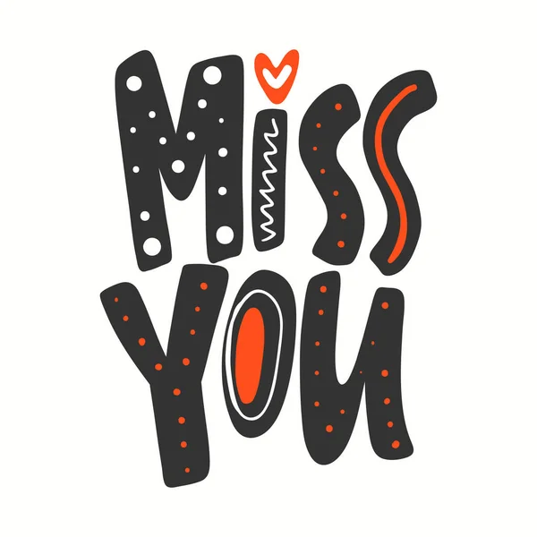 Miss you. Valentines day Sticker for social media content. Vector hand drawn illustration design. — Stock Vector