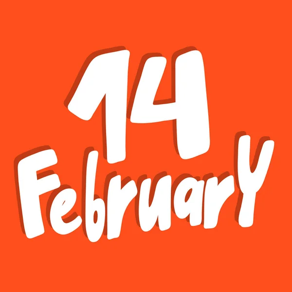 2 월 14 일. 발렌타인데이는 소셜 미디어 콘텐츠를 위한 스티커 야. 벡터 손 그림 디자인. — 스톡 벡터