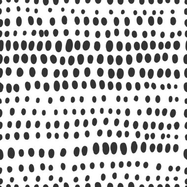 Beyaz arkaplanda şirin soyut elementlerle İskandinav tarzında monokrom dikişsiz desen çizilmiş vektör el