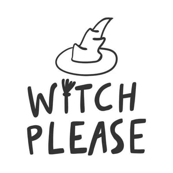 Witch please. Halloween Sticker for social media content. Vector hand drawn illustration design. — ストックベクタ