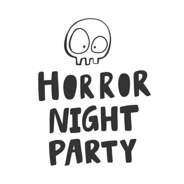 Horror night party. Halloween Sticker for social media content. Vector hand drawn illustration design. — ストックベクタ