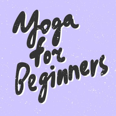 Yeni başlayanlar için yoga. Sosyal medya içeriği etiketi. Vektör el çizimi illüstrasyon tasarımı. 