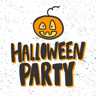 Cadılar Bayramı partisi. Sosyal medya içeriği etiketi. Vektör el çizimi illüstrasyon tasarımı. 