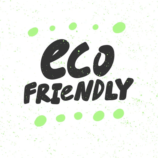 Eco friendly. Green eco bio sticker for social media content. Vector hand drawn illustration design. — Stok Vektör