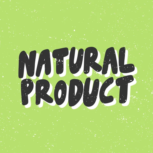 Prodotto naturale. Adesivo bio ecologico verde per contenuti di social media. disegno illustrazione disegnato a mano vettoriale . — Vettoriale Stock