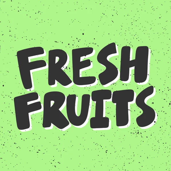 Frutas frescas. Adesivo ecológico verde para conteúdo de mídia social. Design de ilustração desenhada à mão vetorial . — Vetor de Stock