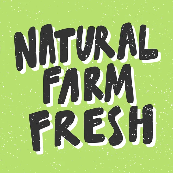 Fazenda natural fresca. Adesivo ecológico verde para conteúdo de mídia social. Design de ilustração desenhada à mão vetorial . — Vetor de Stock