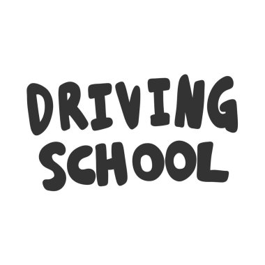 Ehliyet kursu. Sosyal medya içeriği etiketi. Vektör el çizimi illüstrasyon tasarımı. 