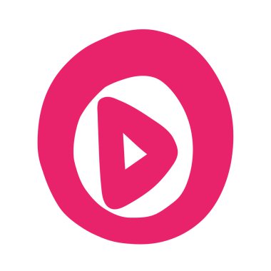 Çal düğmesi. Sosyal medya içeriği etiketi. Vektör el çizimi illüstrasyon tasarımı. 