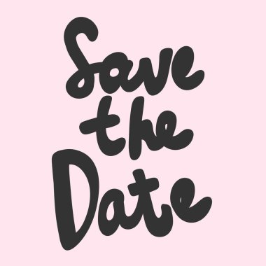 Tarihi kaydet. Sosyal medya içeriği etiketi. Vektör el çizimi illüstrasyon tasarımı. 