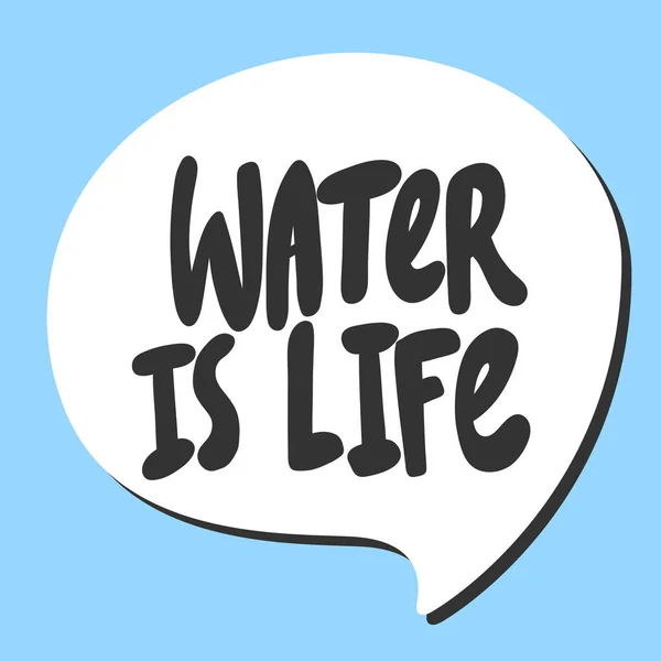 Вода это жизнь. Наклейка на содержание социальных сетей. Векторный рисунок . — стоковый вектор