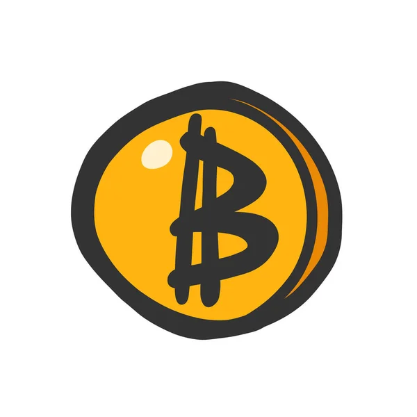 Bitcoin. Sticker pour le contenu des médias sociaux. illustration vectorielle dessinée à la main . — Image vectorielle