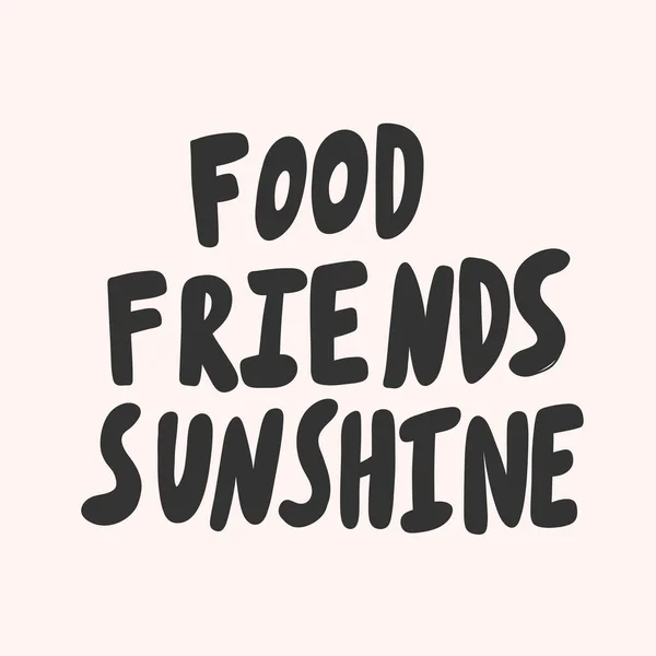 Food friends sunshine. Sticker for social media content. Vector hand drawn illustration design. — Stock Vector