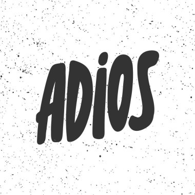 Adios. Sosyal medya içeriği etiketi. Vektör el çizimi illüstrasyon tasarımı. 