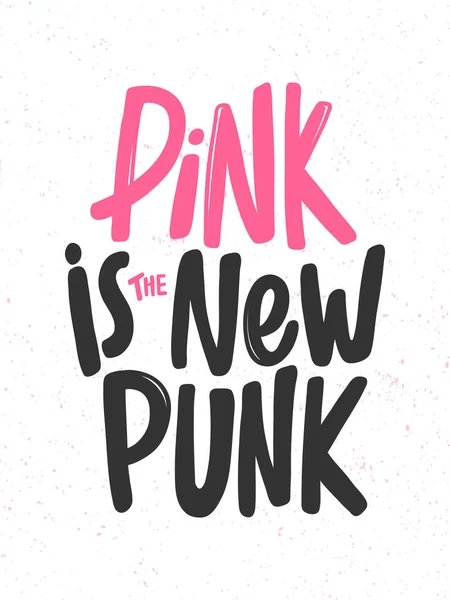 Рожевий це новий панк. Наклейка для вмісту соціальних мереж. Векторний малюнок ручної ілюстрації . — стоковий вектор
