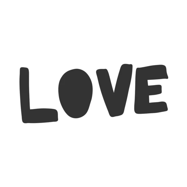 Kärlek. Vektor handritad illustration klistermärke med tecknad bokstäver. Bra som klistermärke, video bloggomslag, sociala medier meddelande, presentkorg, t shirt print design. — Stock vektor