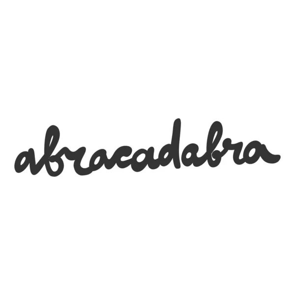Abracadabra. Vektor handritad illustration klistermärke med tecknad bokstäver. Bra som klistermärke, video bloggomslag, sociala medier meddelande, presentkorg, t shirt print design. — Stock vektor