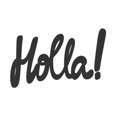 Merhaba. Çizgi film harfleriyle çizilmiş illüstrasyon etiketi. Çıkartma, video blog kapağı, sosyal medya mesajı, hediye arabası, gömlek baskısı tasarımı kadar iyi..