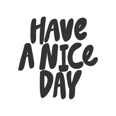 İyi günler dilerim. Çizgi film harfleriyle çizilmiş illüstrasyon etiketi. Çıkartma, video blog kapağı, sosyal medya mesajı, hediye arabası, gömlek baskısı tasarımı kadar iyi..