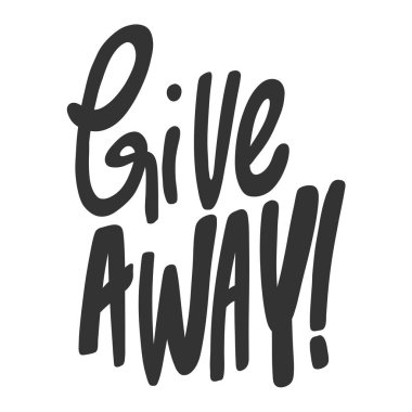 Başkasına ver. Çizgi film harfleriyle çizilmiş illüstrasyon etiketi. Çıkartma, video blog kapağı, sosyal medya mesajı, hediye arabası, gömlek baskısı tasarımı kadar iyi..