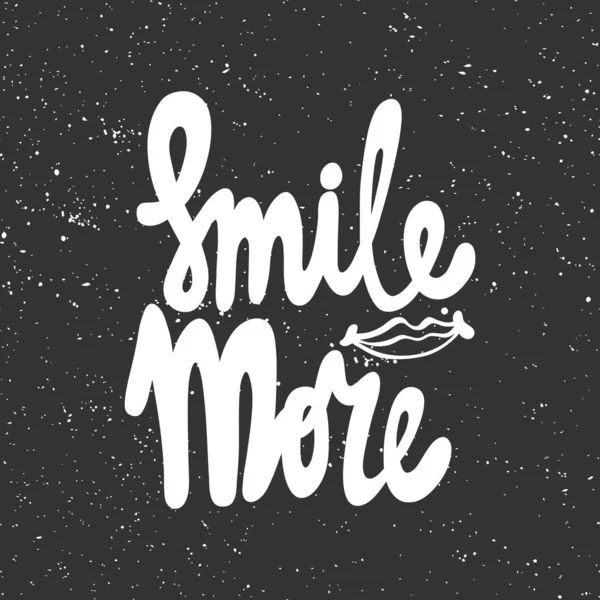 Smile more. Vector hand drawn illustration with cartoon lettering. Good as a sticker, video blog cover, social media message, gift cart, t shirt print design. — 스톡 벡터
