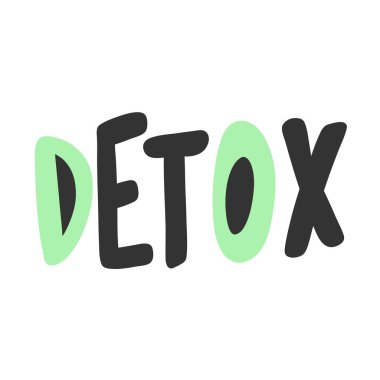 Detoks. Sosyal medya içeriği etiketi. Vektör el çizimi illüstrasyon tasarımı. 