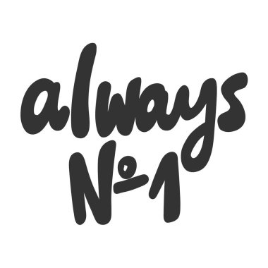 Her zaman bir numara. Sosyal medya içeriği etiketi. Vektör el çizimi illüstrasyon tasarımı. 