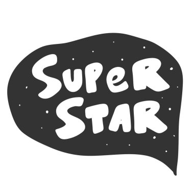 Süper star. Sosyal medya içeriği etiketi. Vektör el çizimi illüstrasyon tasarımı. 